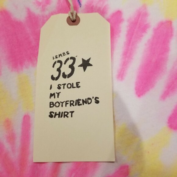 I Stole My Boyfriend's Shirt Pacific Grove Pink Tie-Dye T-Shirt One Size New - Picture 6 of 9